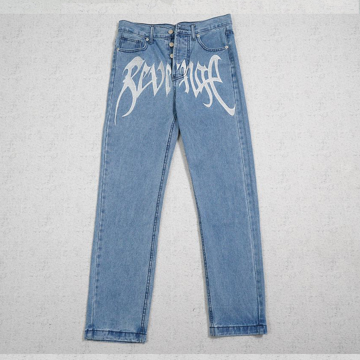 Revenge Embroidered Denim Jeans