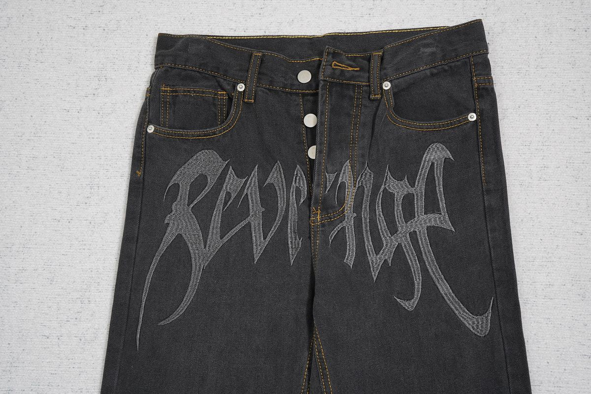 Revenge Embroidered Denim Jeans