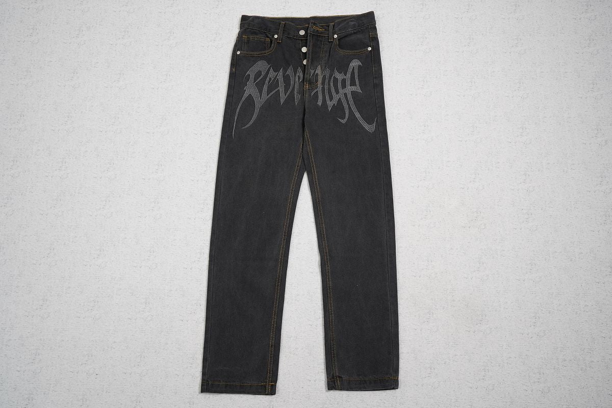 Revenge Embroidered Denim Jeans