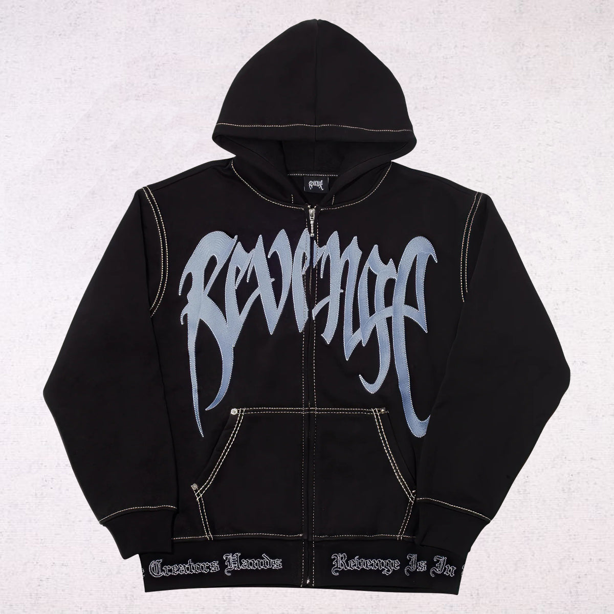 Revenge Contrast Embroidered Zip Hoodie