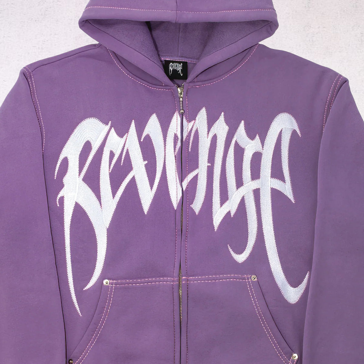 Revenge Contrast Embroidered Zip Hoodie