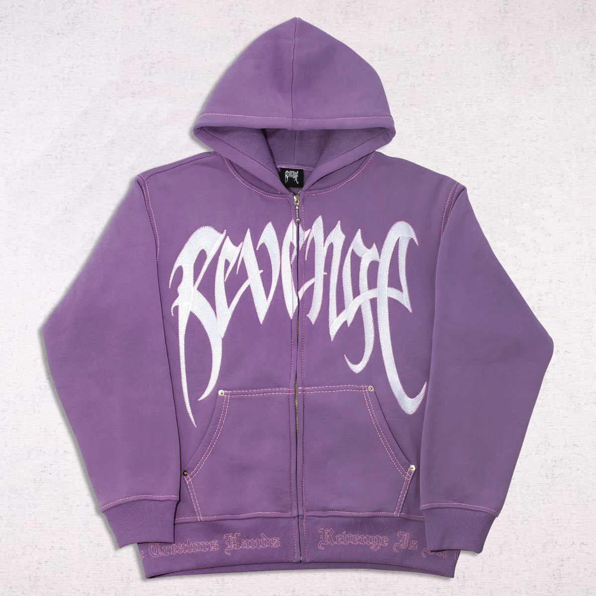 Revenge Contrast Embroidered Zip Hoodie