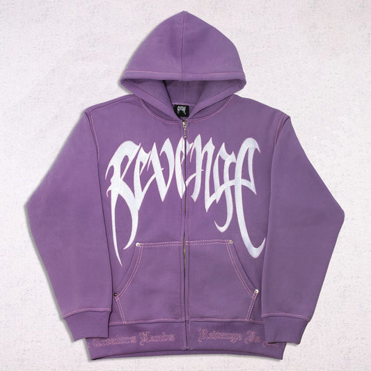 Revenge Contrast Embroidered Zip Hoodie